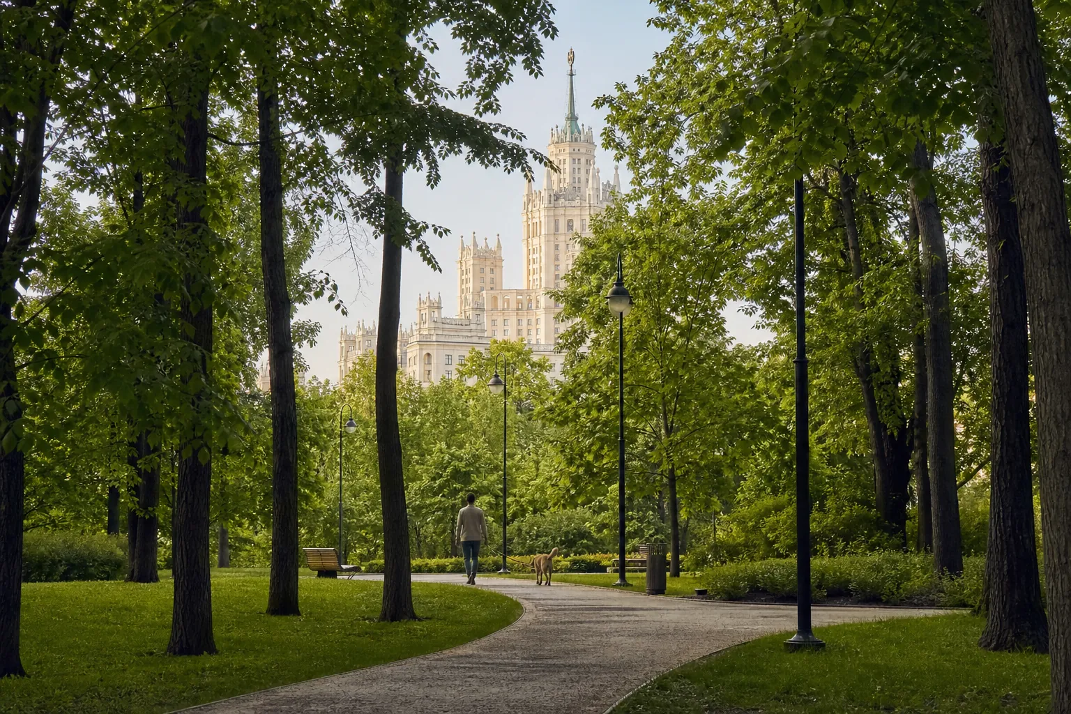 Зелёный парк для выгула собак